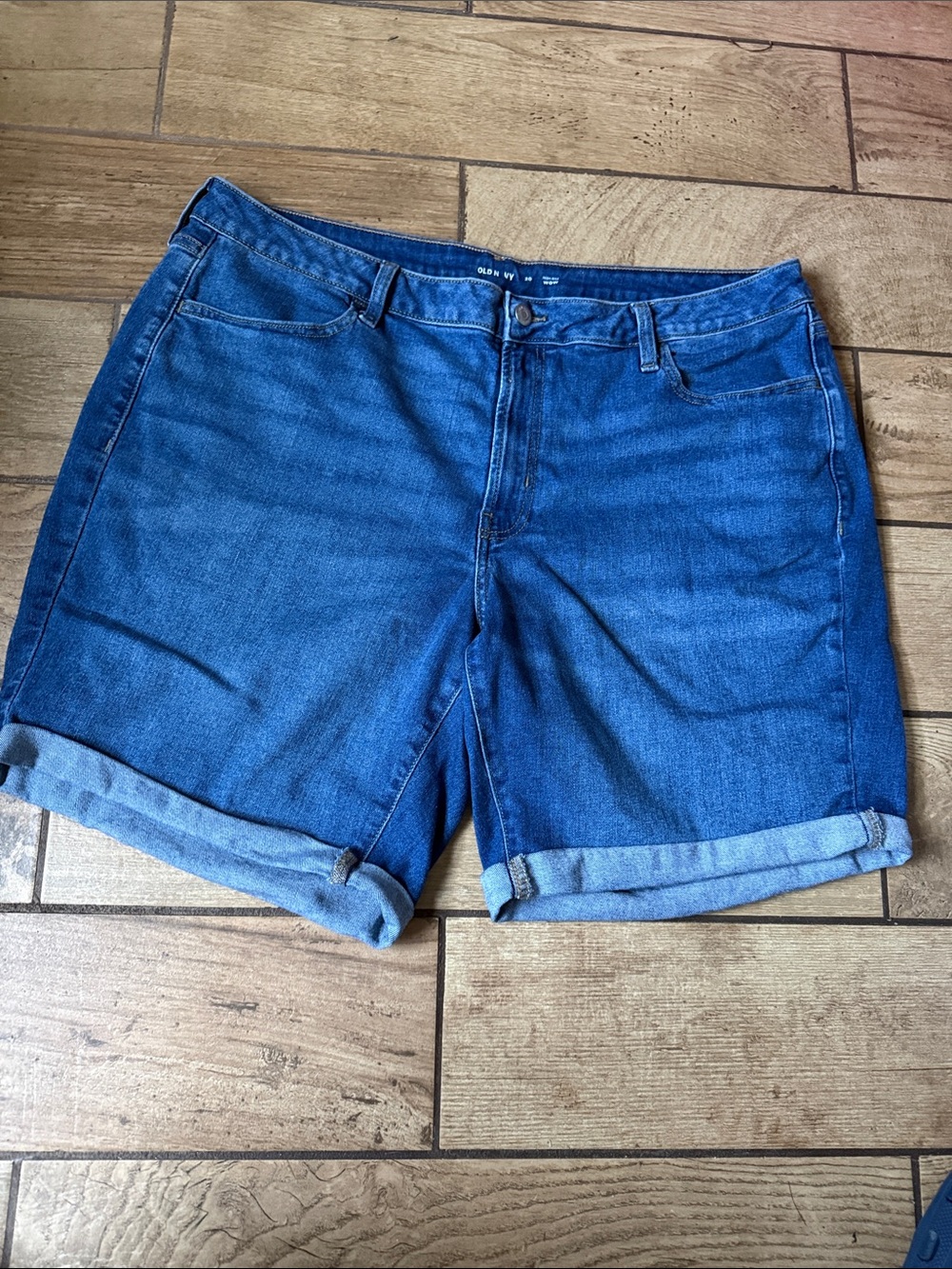 Old Navy Women's Dark Blue Rolled Cuff Denim Shorts